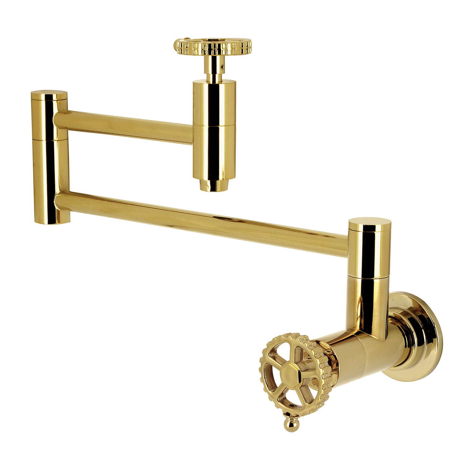 Kingston Sona KS8102CG - Fuller Two-Handle 1-Hole Wall Mount Pot Filler Faucet, Polished Brass — image 1